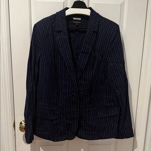 Lane Bryant Navy Blazer with White Pinstripes